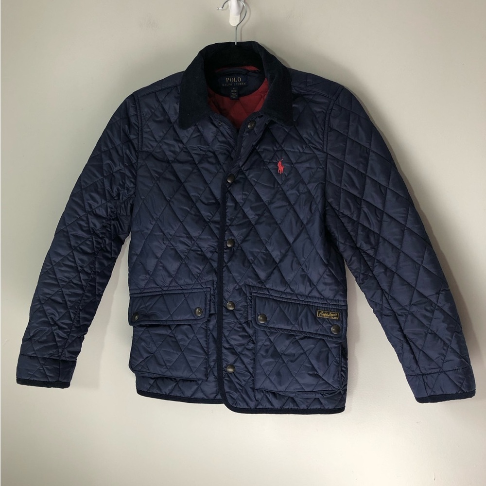 Polo Ralph Lauren kids(10-12) navy blue quilted barn jacket corduroy collar trim